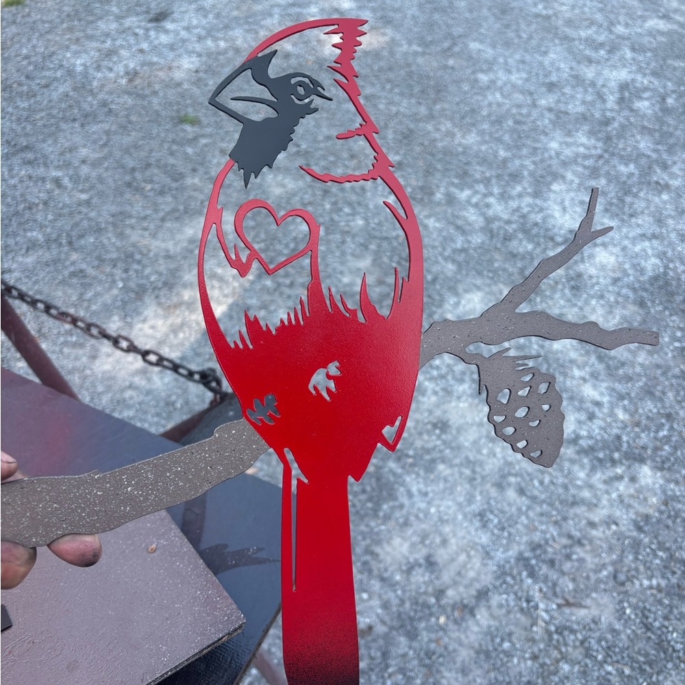 Vibrant Red Cardinal Metal Sculpture